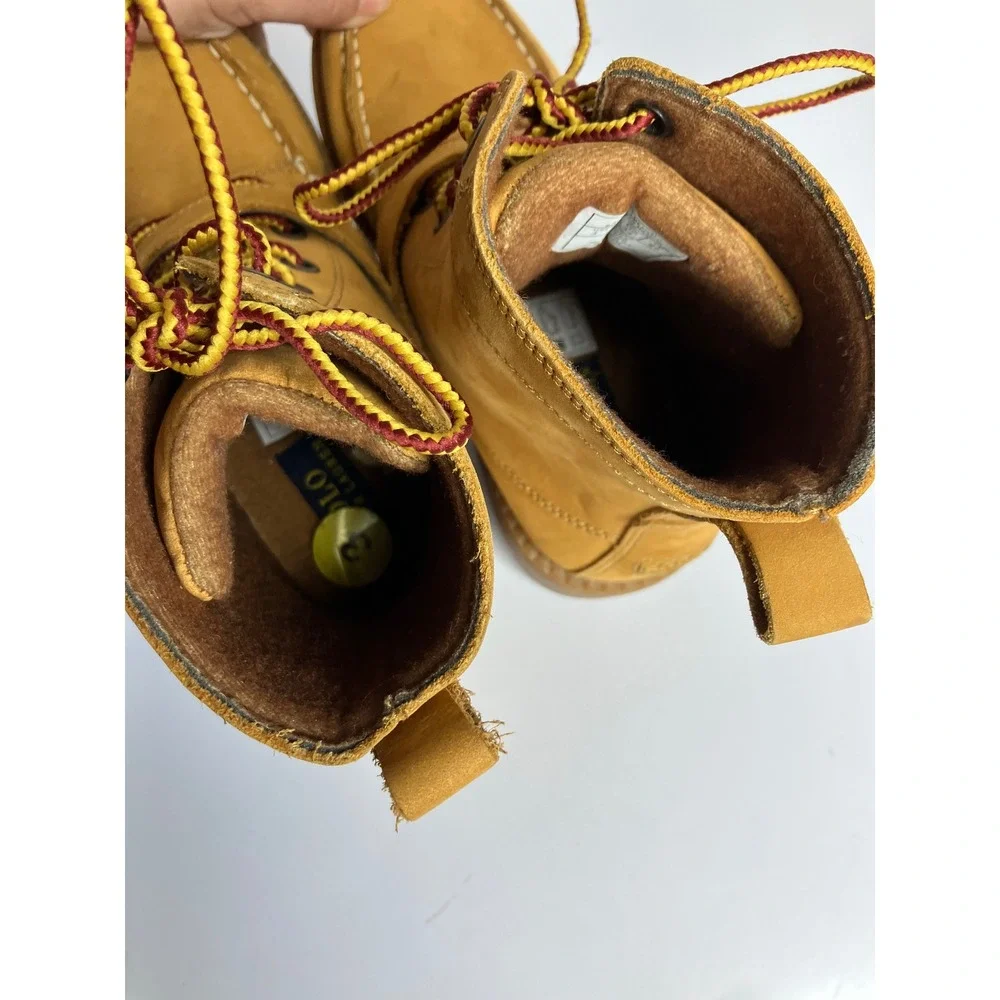 Polo Ralph Lauren ranger lace up boots tan leather bear embroidery kids‎ size 3